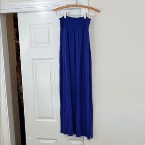 Comfy Blue Strapless Maxi Dress/Skirt, with pockets